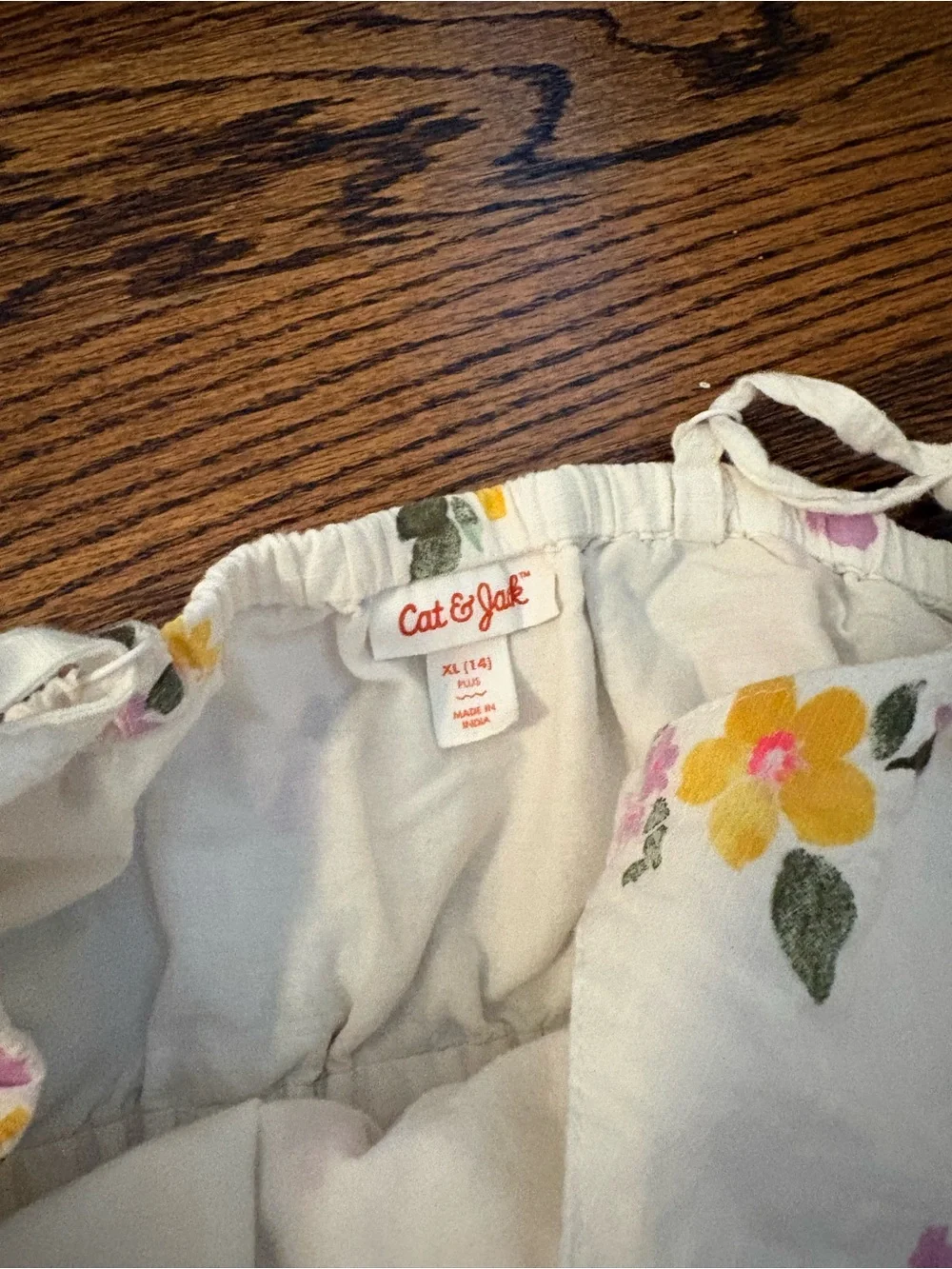 Cat & Jack White Sundress with Pink and Yellow Floral Print XL 14 Plus